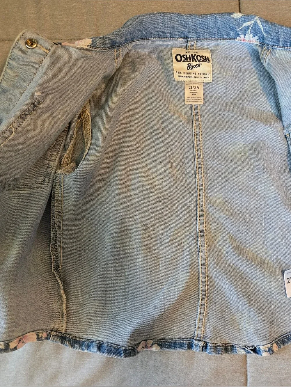 Osh Kosh Bgosh Toddler Girl Denim Flower Button Up- size 2T